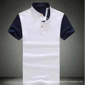 Polo blanco Manga azul marino, Polo de calidad Hight barato